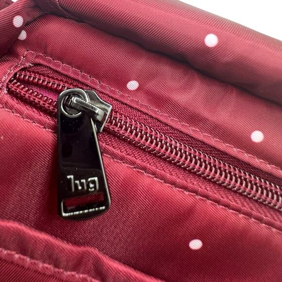 Lug Can Can Crossbody Purse Nylon Adjustable Strap Lightweight White Dots - Picture 4 of 6